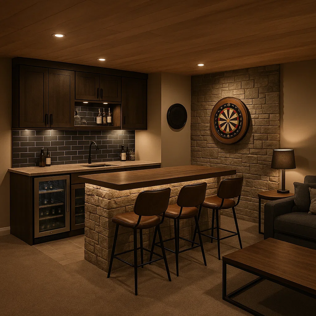 Basement entertainment bar area Basement entertainment bar area