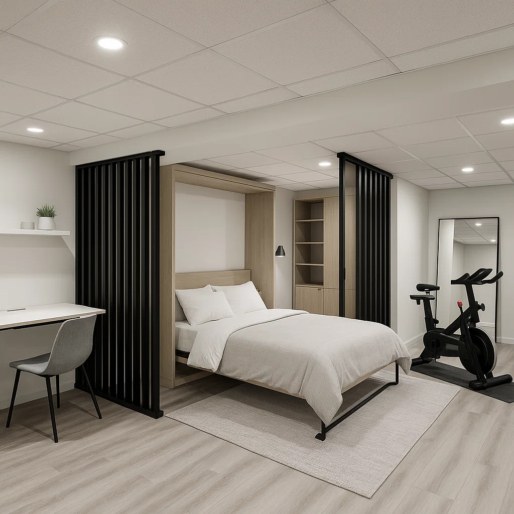 Multi-functional basement flex space Multi-functional basement flex space