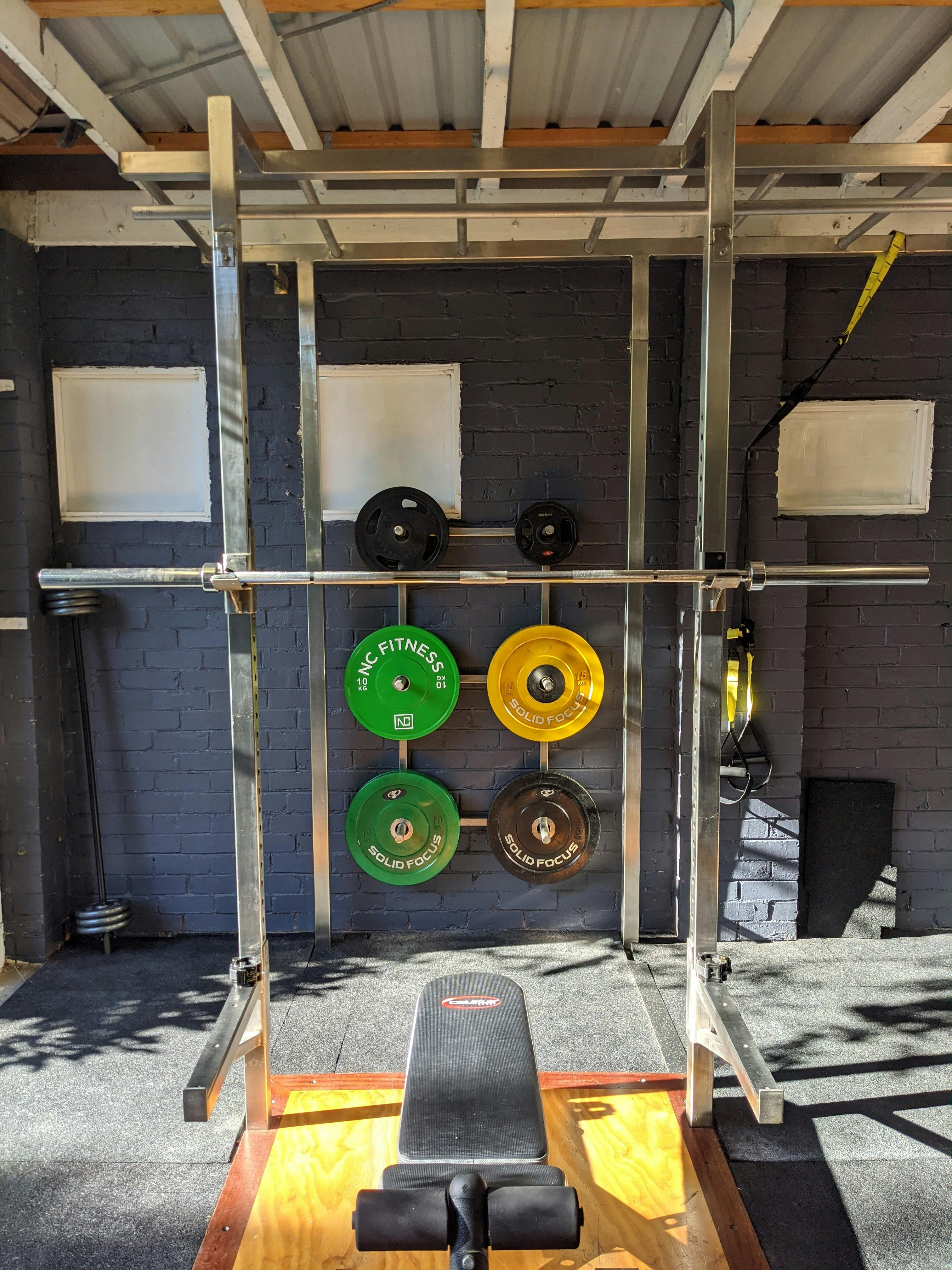 Home gym in basement with equipment Home gym in basement with equipment